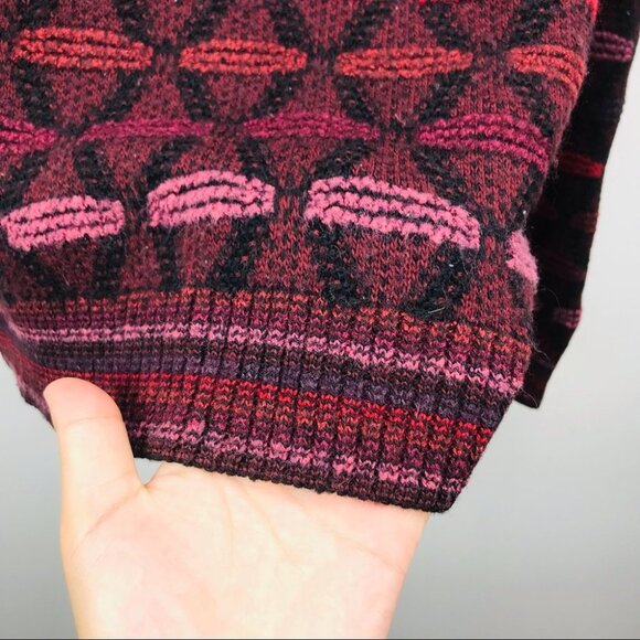 Galilei Made in Italy wool Crew Neck Knot Burgundy sweater Women size M - Picture 8 of 14